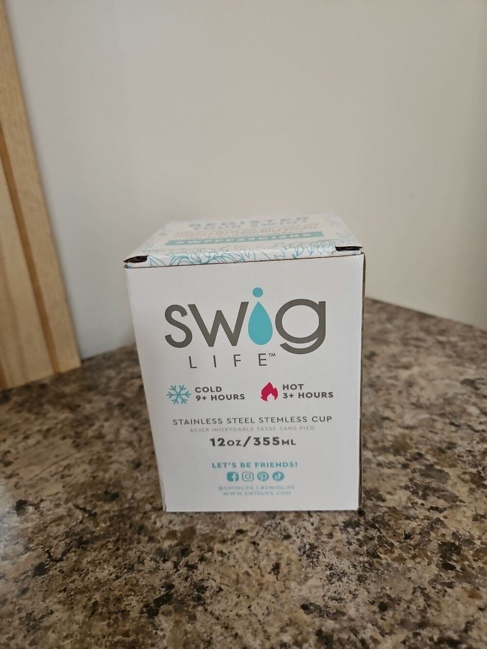 NIB Swig Life Stainless Steel Stemless Wine Cup Metallic Shimmer Rose Gold 12oz - Picture 1 of 5